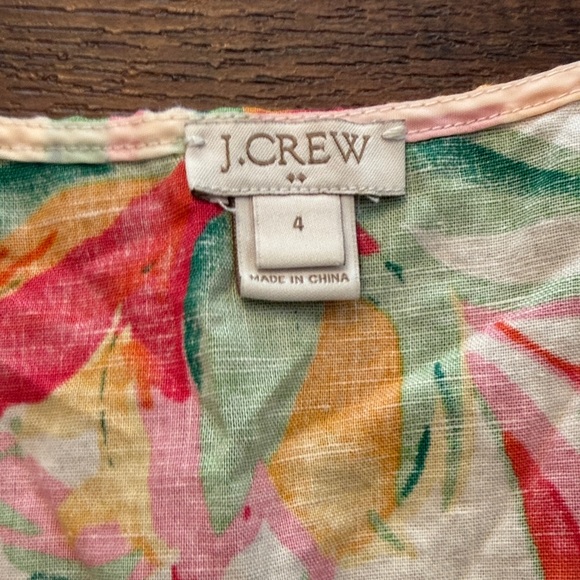 J. Crew Factory Linen Floral Sleeveless Top - Bright Pink, Green, and Orange - Picture 2 of 4